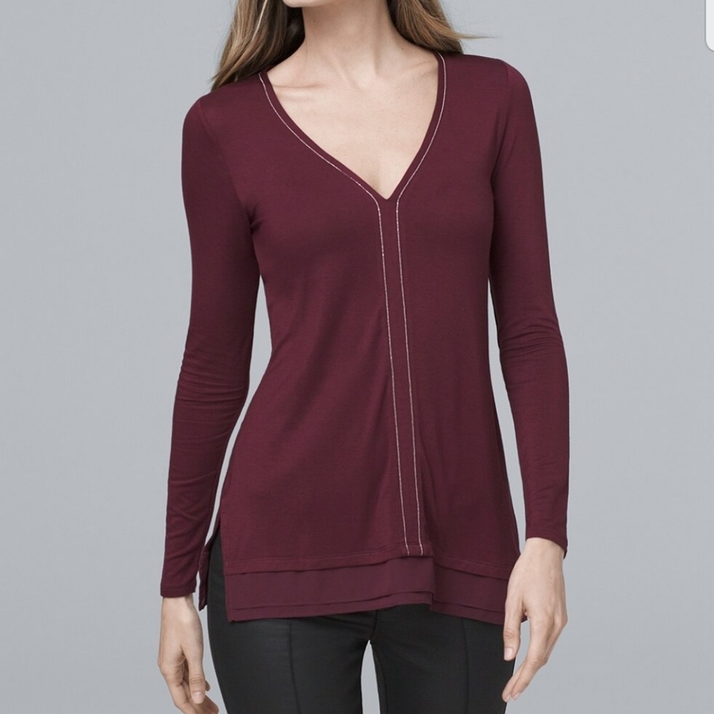WHBM Chain Detail V Neck Top NWT